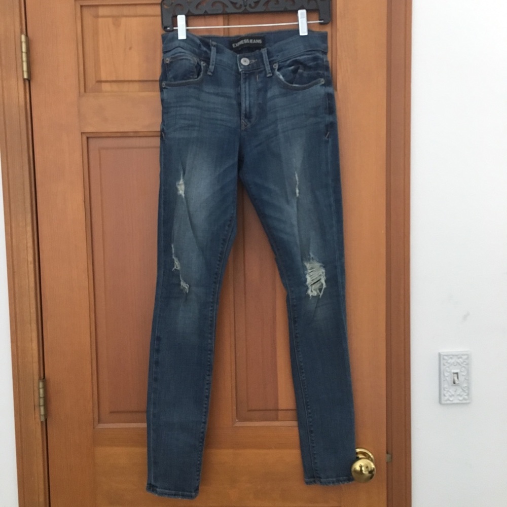 Express Distressed Skinny Jeans
